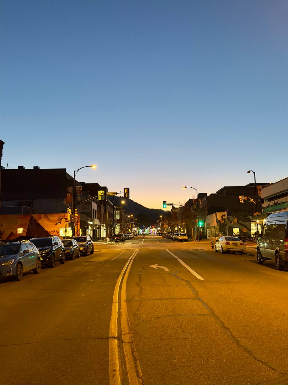 Pearl Street, Boulder at dusk